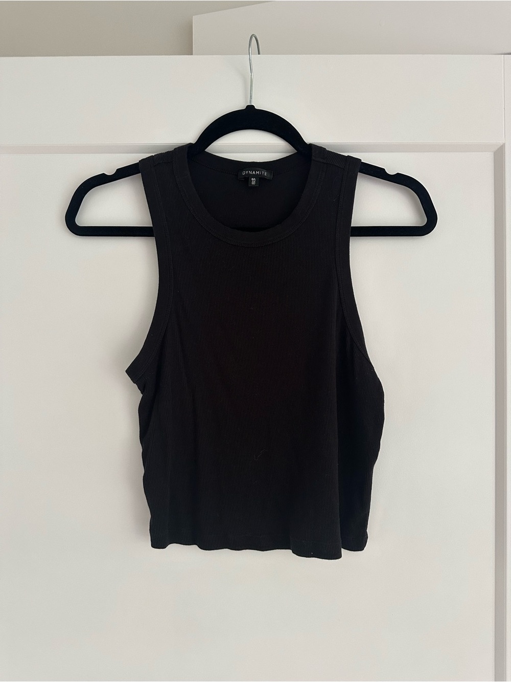 Dynamite Black Ribbed Tank - Sleeveless High Neck